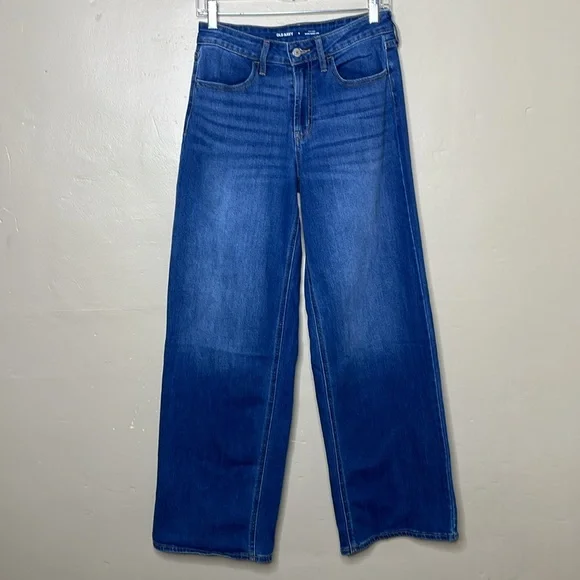 OLD NAVY Blue Jeans WOW WIDE LEG High Rise Stretchy Denim 4 - Picture 1 of 11
